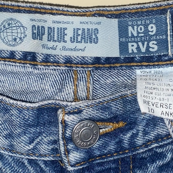 Gap Reverse Fit Denim Vintage 90s Medium Wash High Rise Mom Jeans Size 10 Ankle - Picture 15 of 16